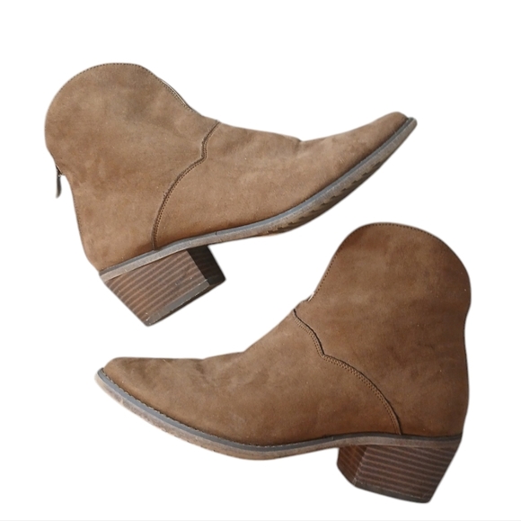 Anthropologie Gee Wawa Western Ankle Boots Women's Brown Leather Booties sz 8.5 - Picture 1 of 11